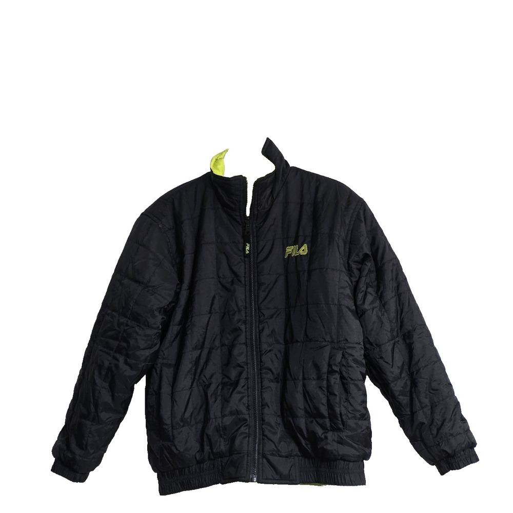 FILA Reversable Boys‎ Black, Green Polyester Quilted Jacket  Sz Medium 8-10 #002